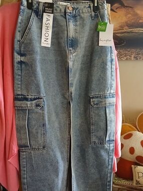 love, Fire Light Blue Denim Skirt with Tag Detail